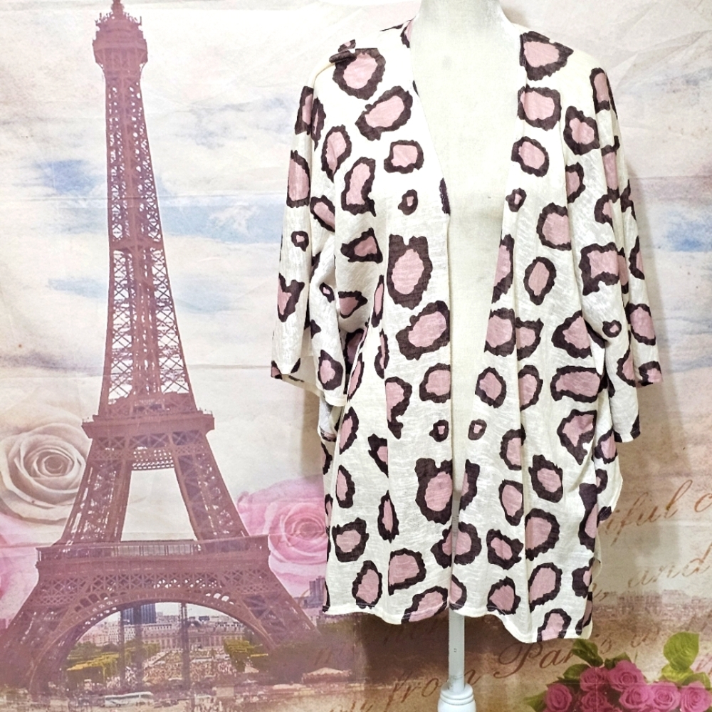 Umgee Cream and Brown Patterned Kimono